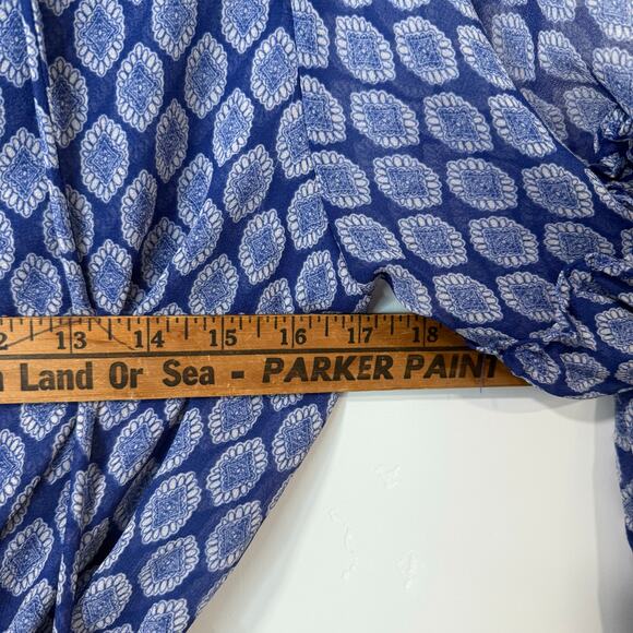 Misa Los Angeles Women's Amata Dress Maxi Blue Pattern Small Sheer A Line - Picture 8 of 10